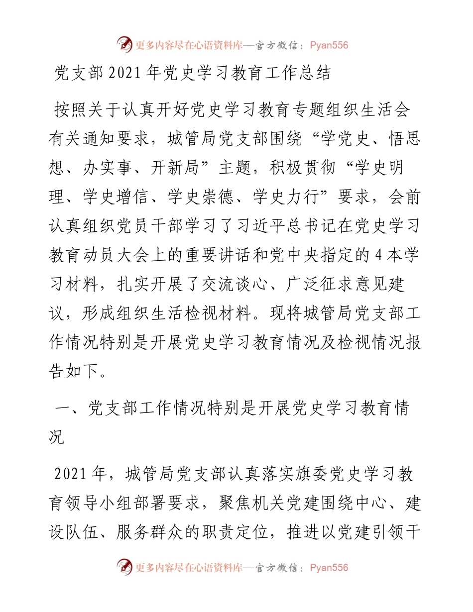 党支部党史学习教育工作总结.docx_第1页