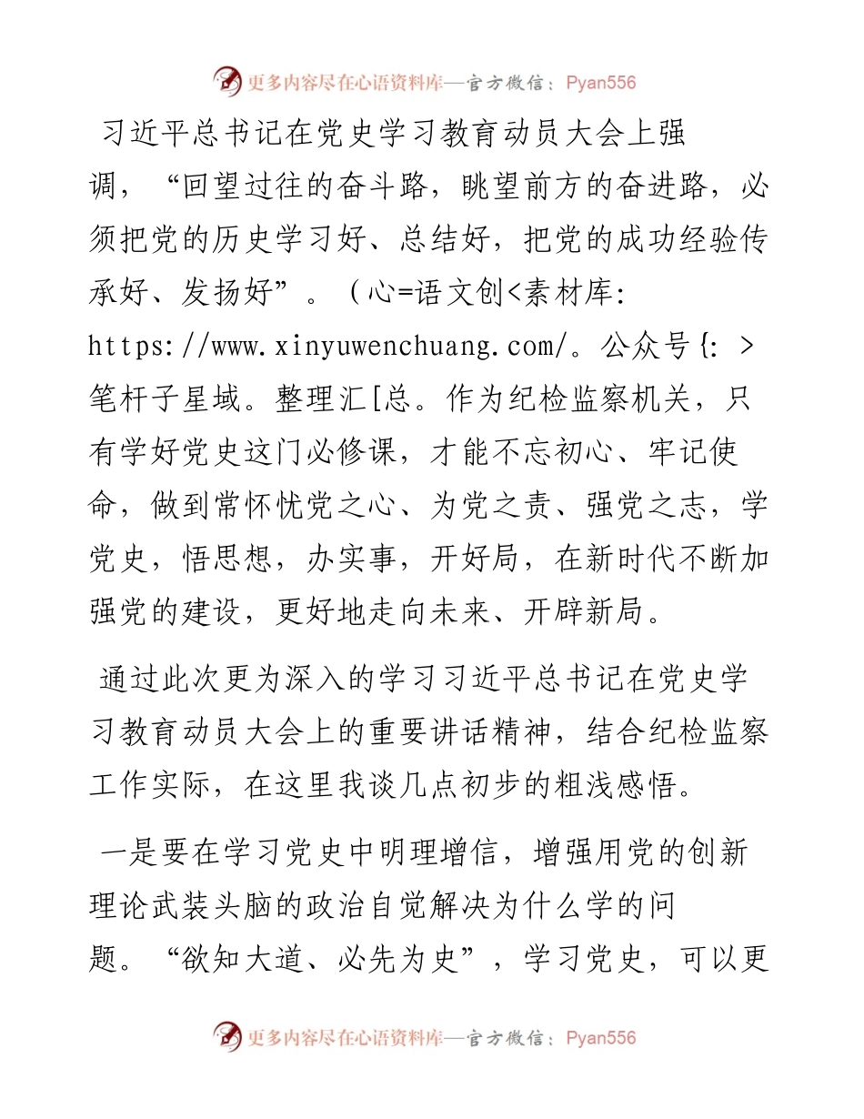 党史学习研讨发言一（纪检监察系统）.docx_第1页