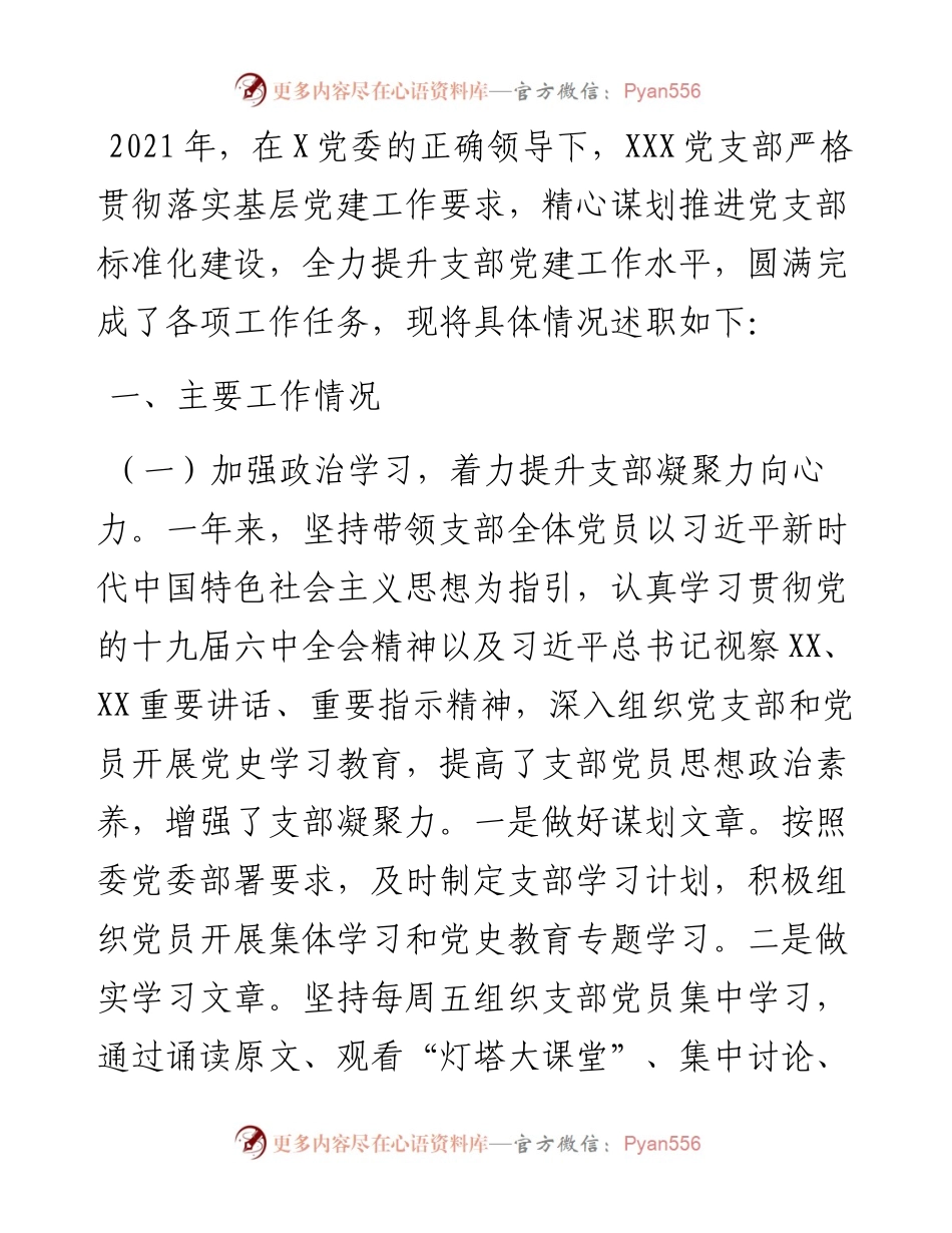 党支部书记抓党建工作述职.docx_第1页