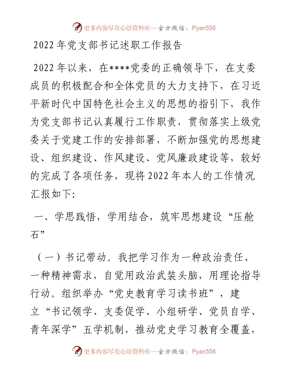 党支部书记述职工作报告.docx_第1页