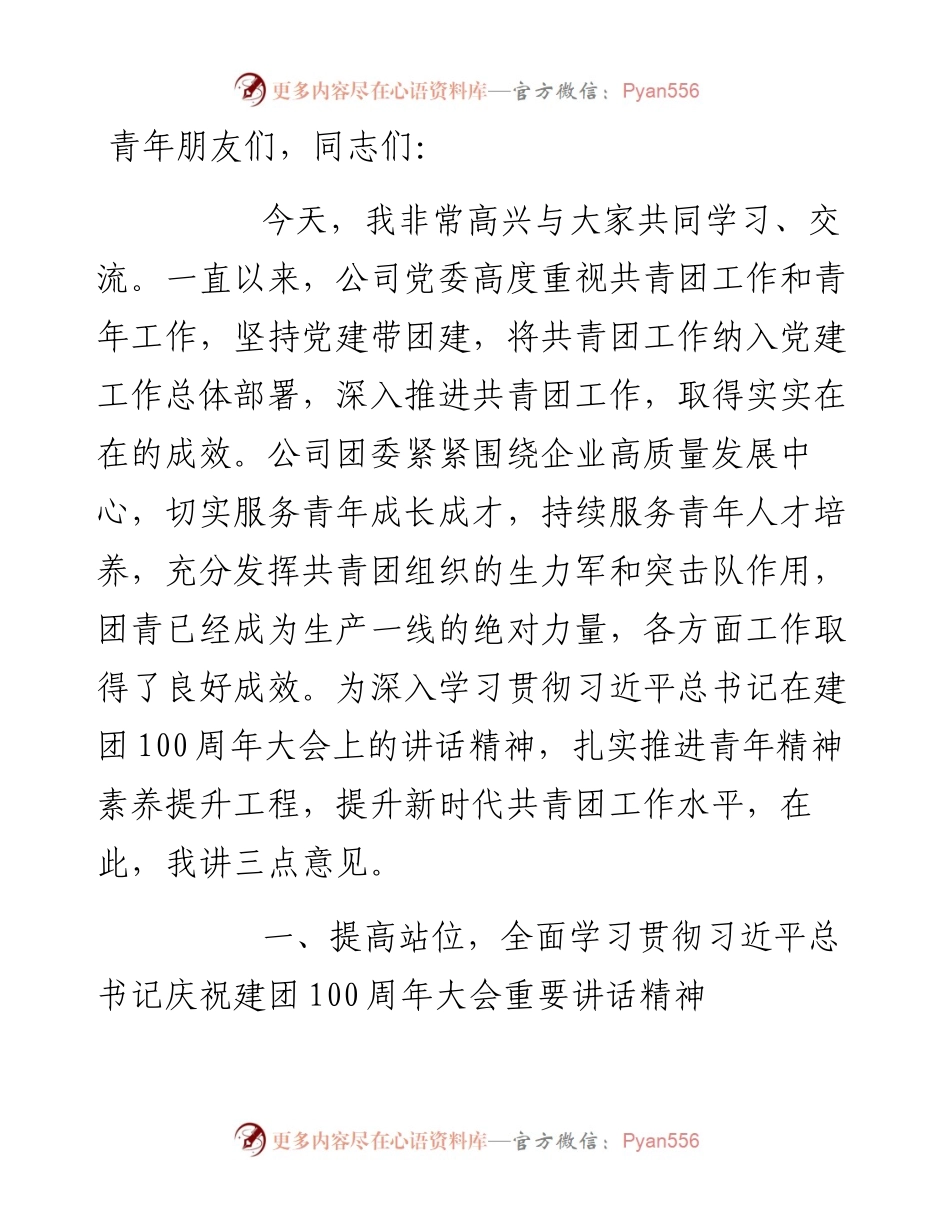 党委书记上团课：青春心向党奋进新征程.docx_第1页