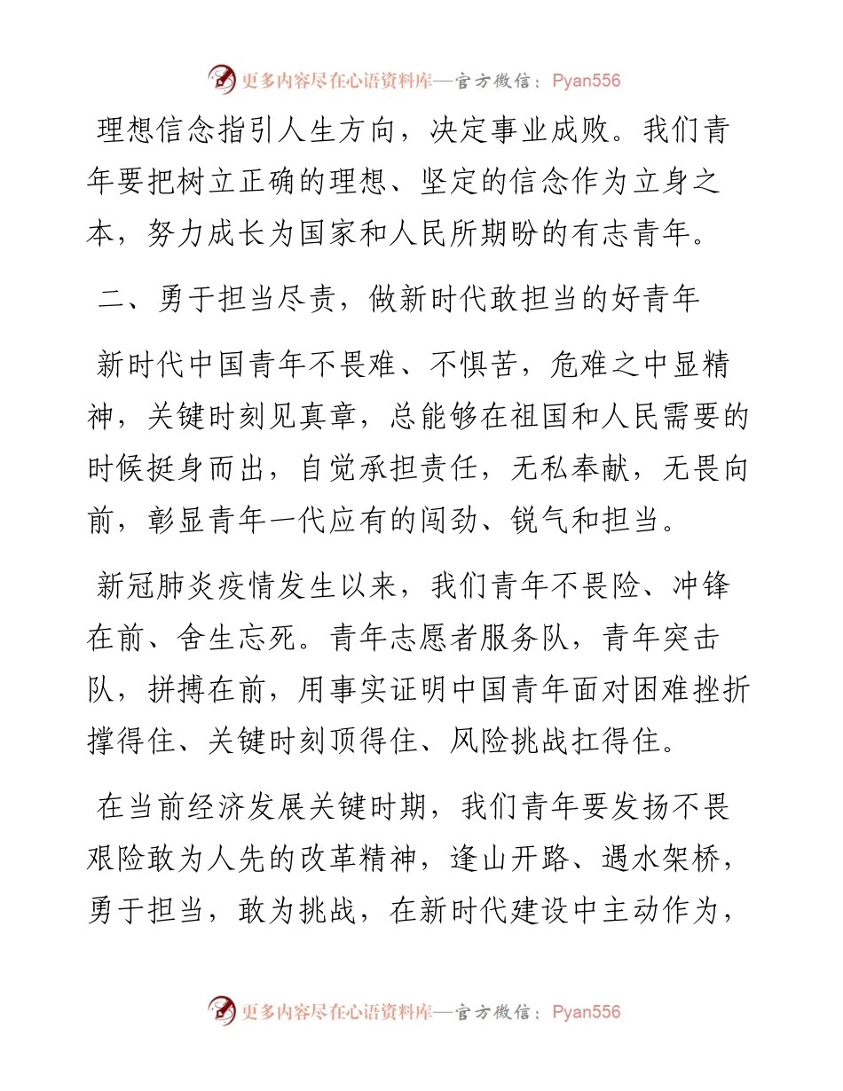 个人廉洁演讲稿：做有理想、敢担当、爱奉献、守廉洁的新时代好青年.docx_第2页