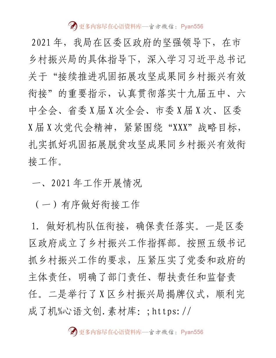 乡村振兴局工作总结及工作计划.docx_第1页