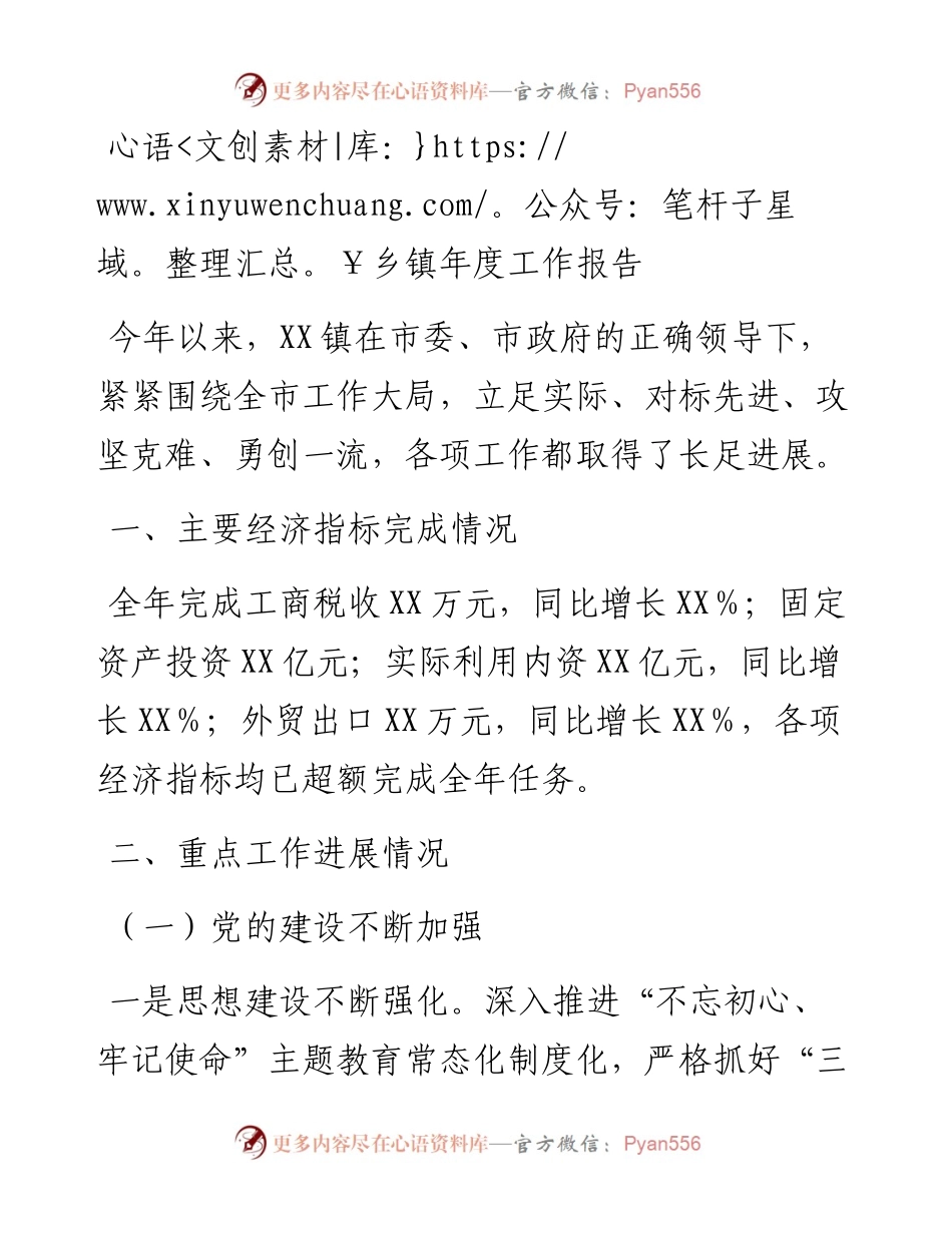 乡镇年度工作报告.docx_第1页