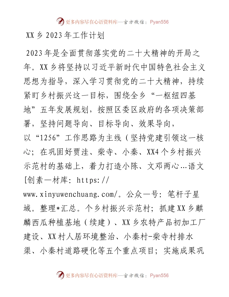 乡2023年工作计划.docx_第1页