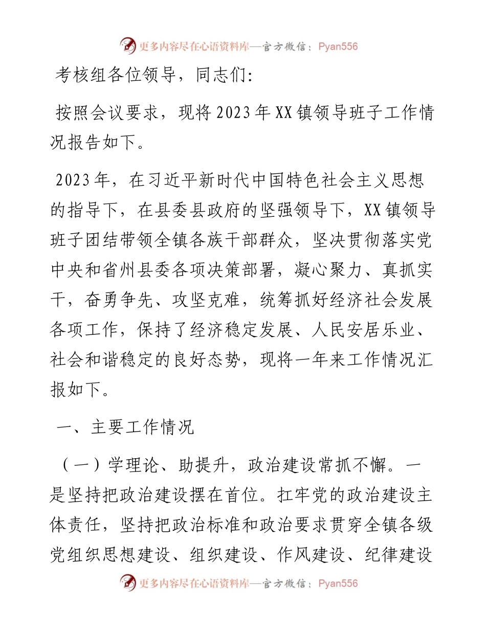 乡镇领导班子2023年度工作总结.docx_第1页