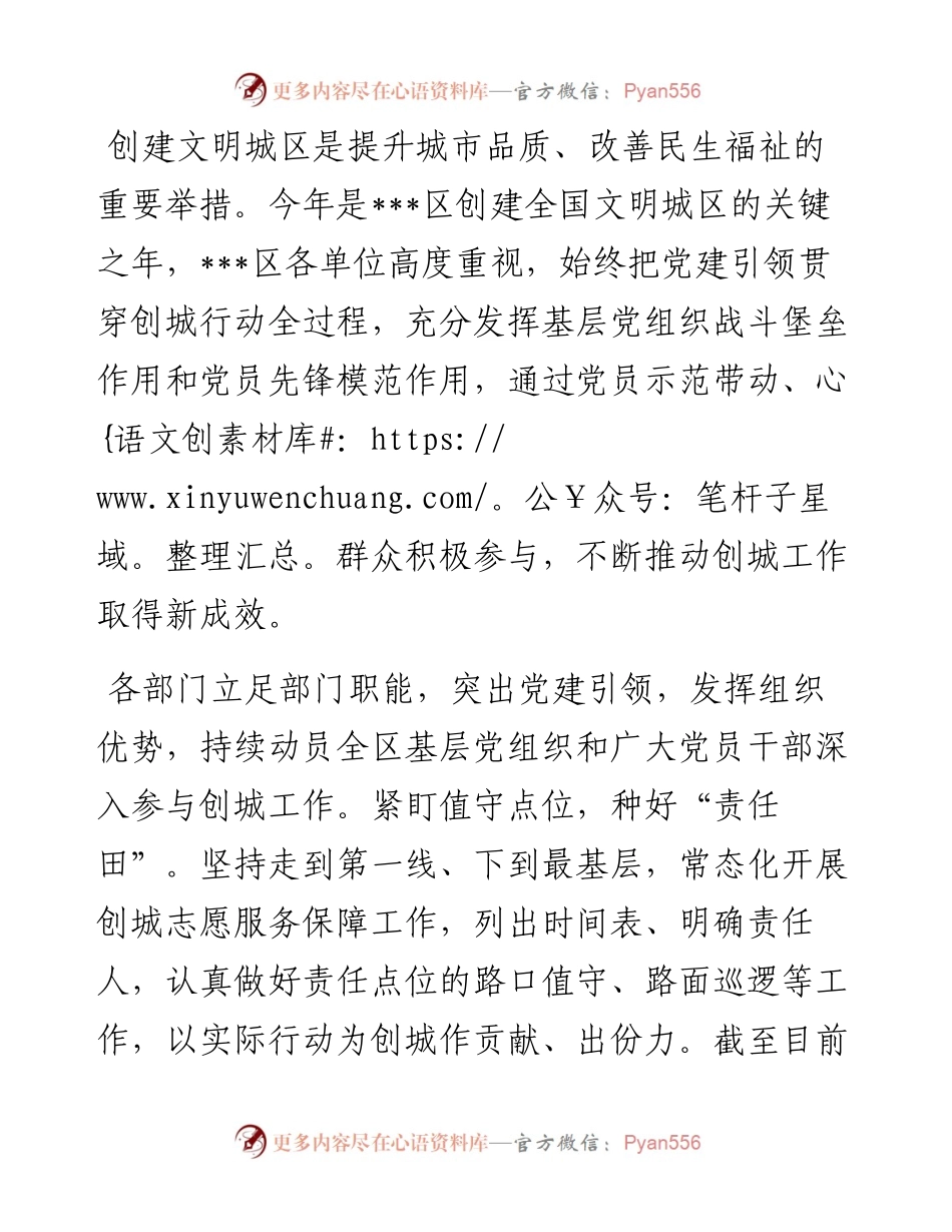 党建引领担当有为—推进文明城区创建工作经验材料.docx_第1页