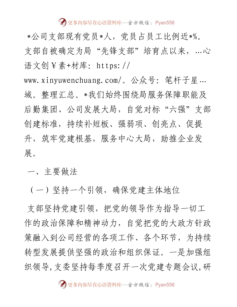 党建引领促发展 凝心聚力求实效——非公党支部党建汇报材料.docx_第1页