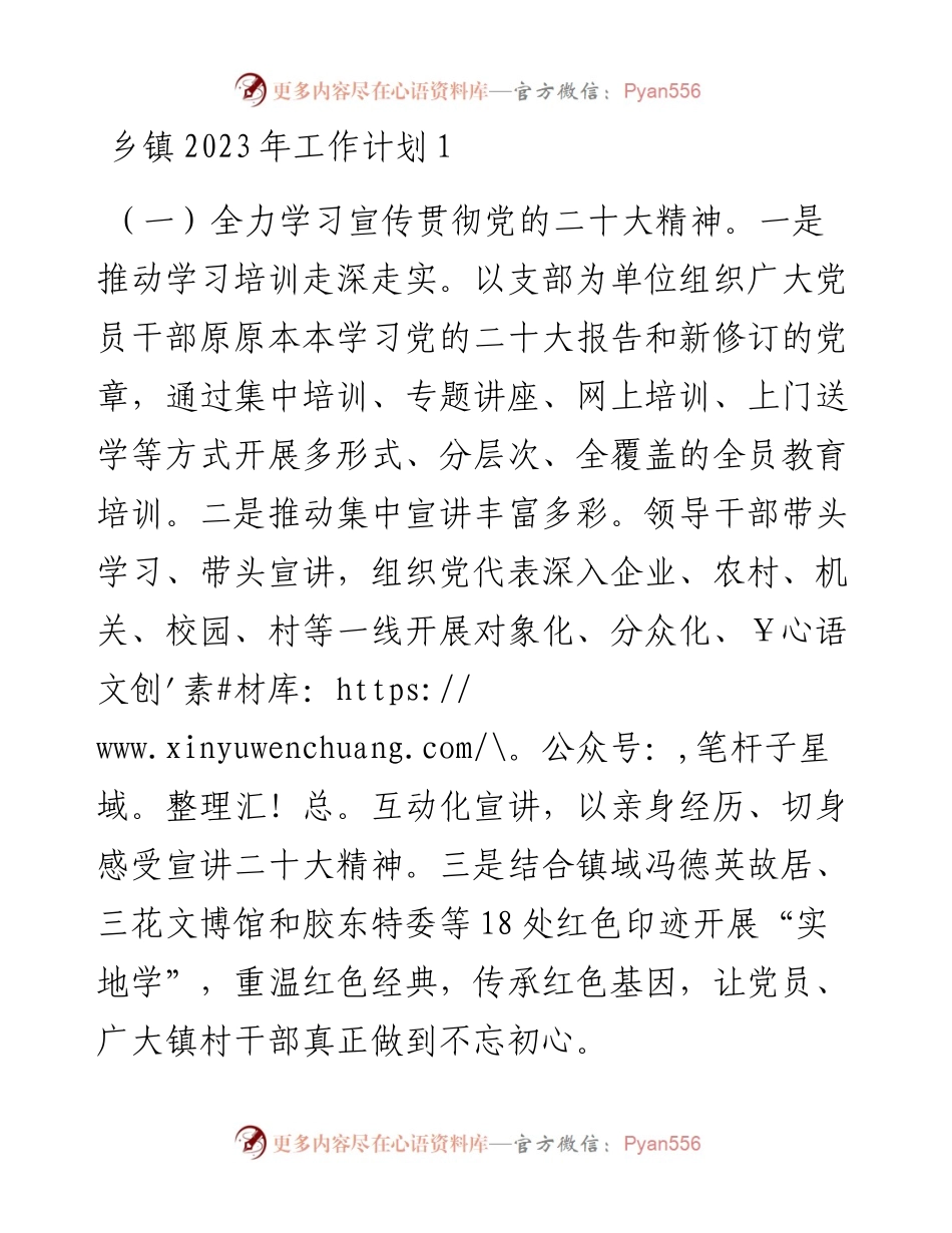 乡镇2023年工作计划（2篇）.docx_第1页