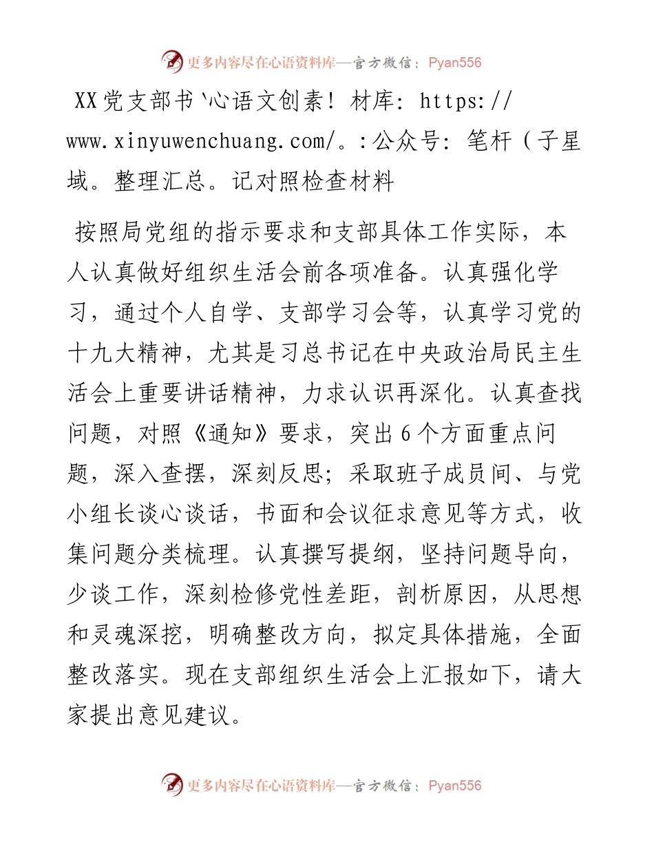 党支部书记对照检查材料.docx_第1页