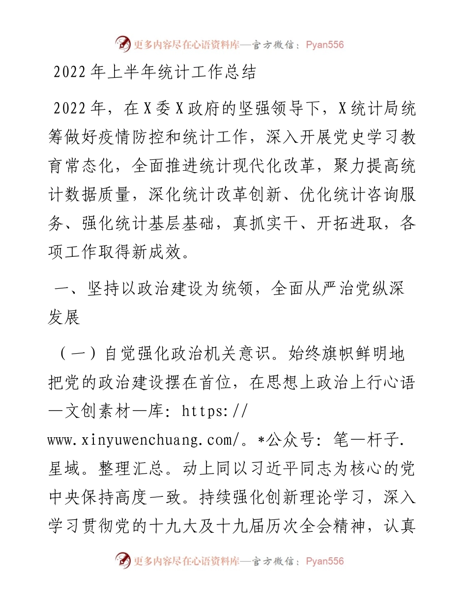 上半年统计工作总结.docx_第1页