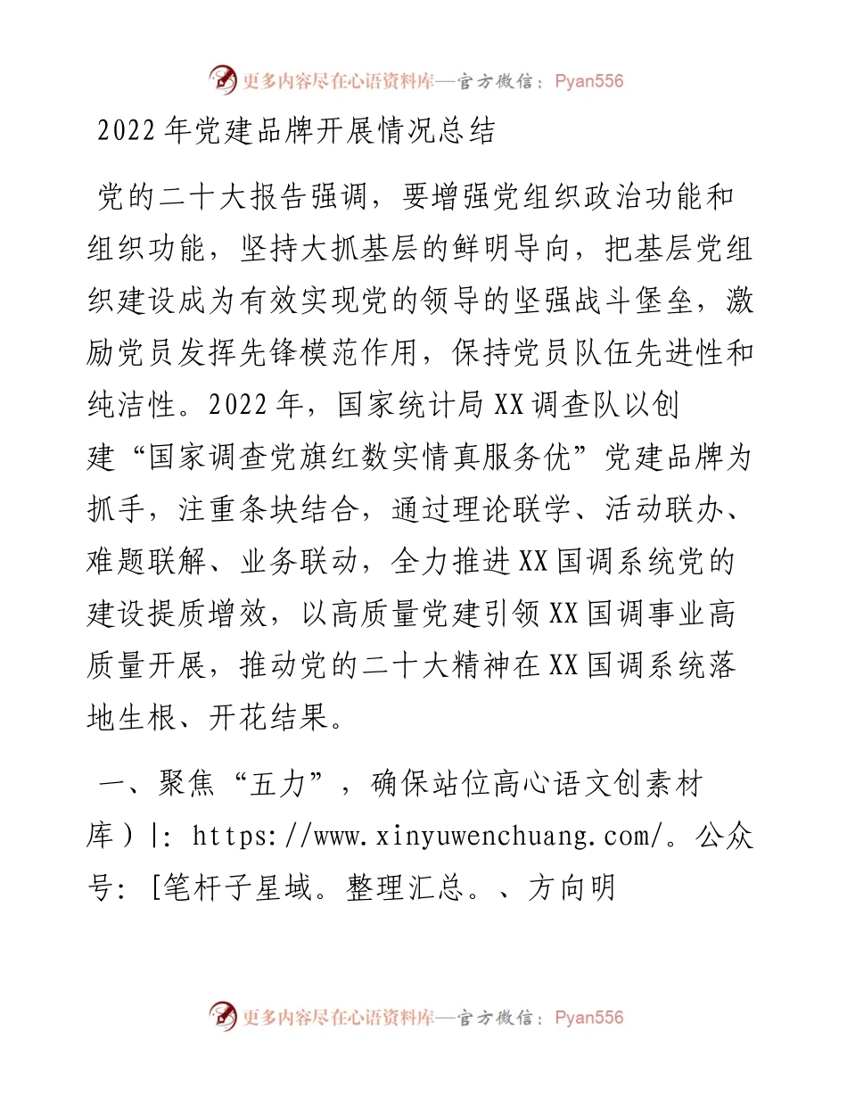 党建品牌开展情况总结.docx_第1页