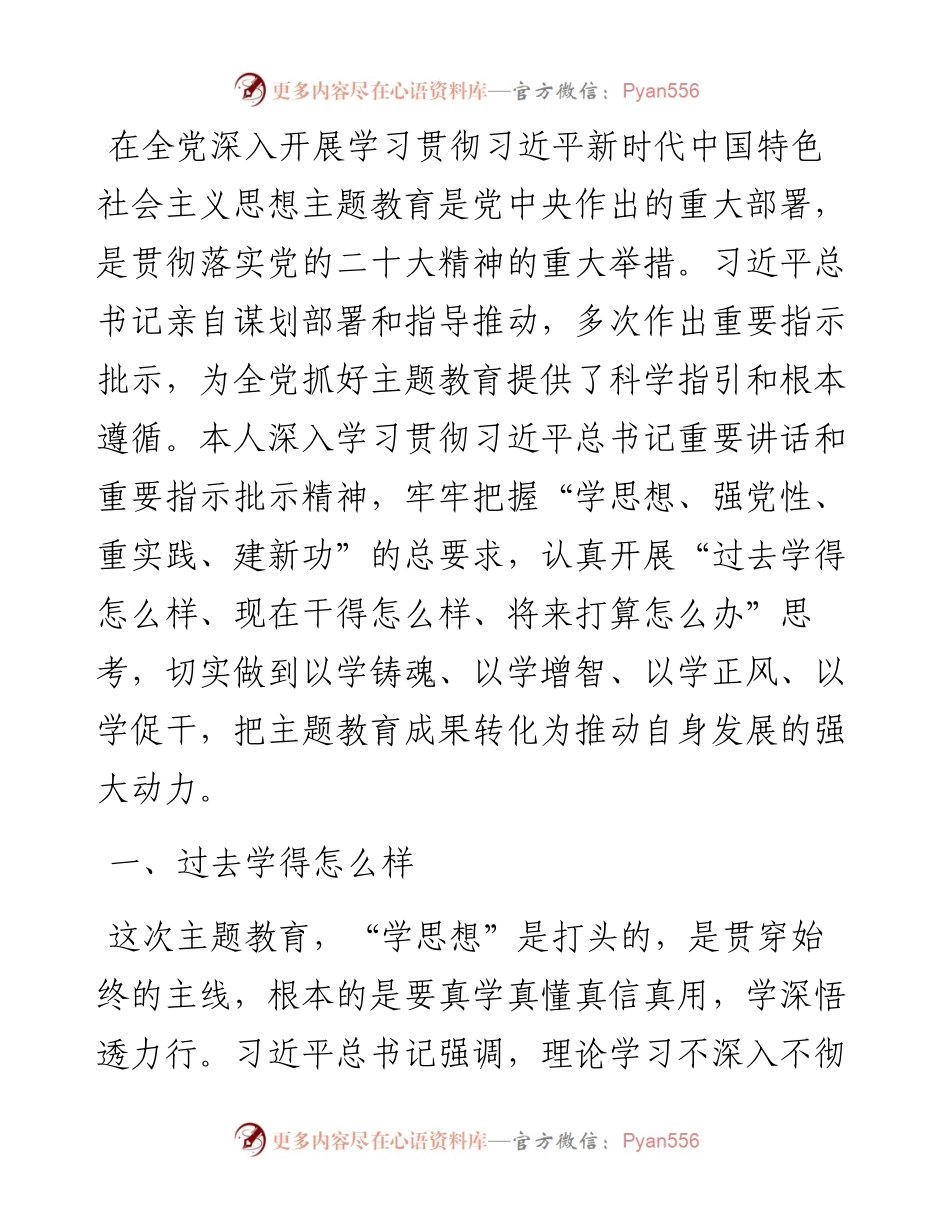 主题教育“三问”“过去学得怎么样、现在干得怎么样、将来打算怎么办”研讨发言.docx_第1页
