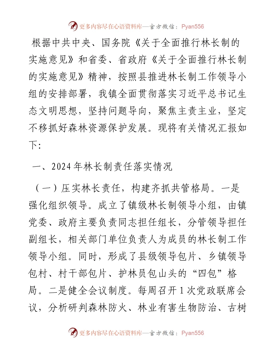 乡镇2024年林长制责任落实情况工作总结.docx_第1页