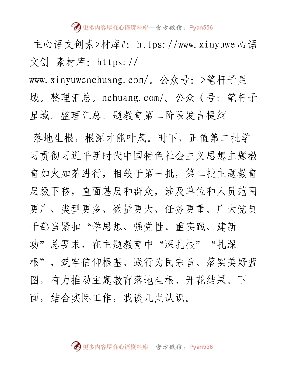 主题教育第二阶段发言提纲.docx_第1页