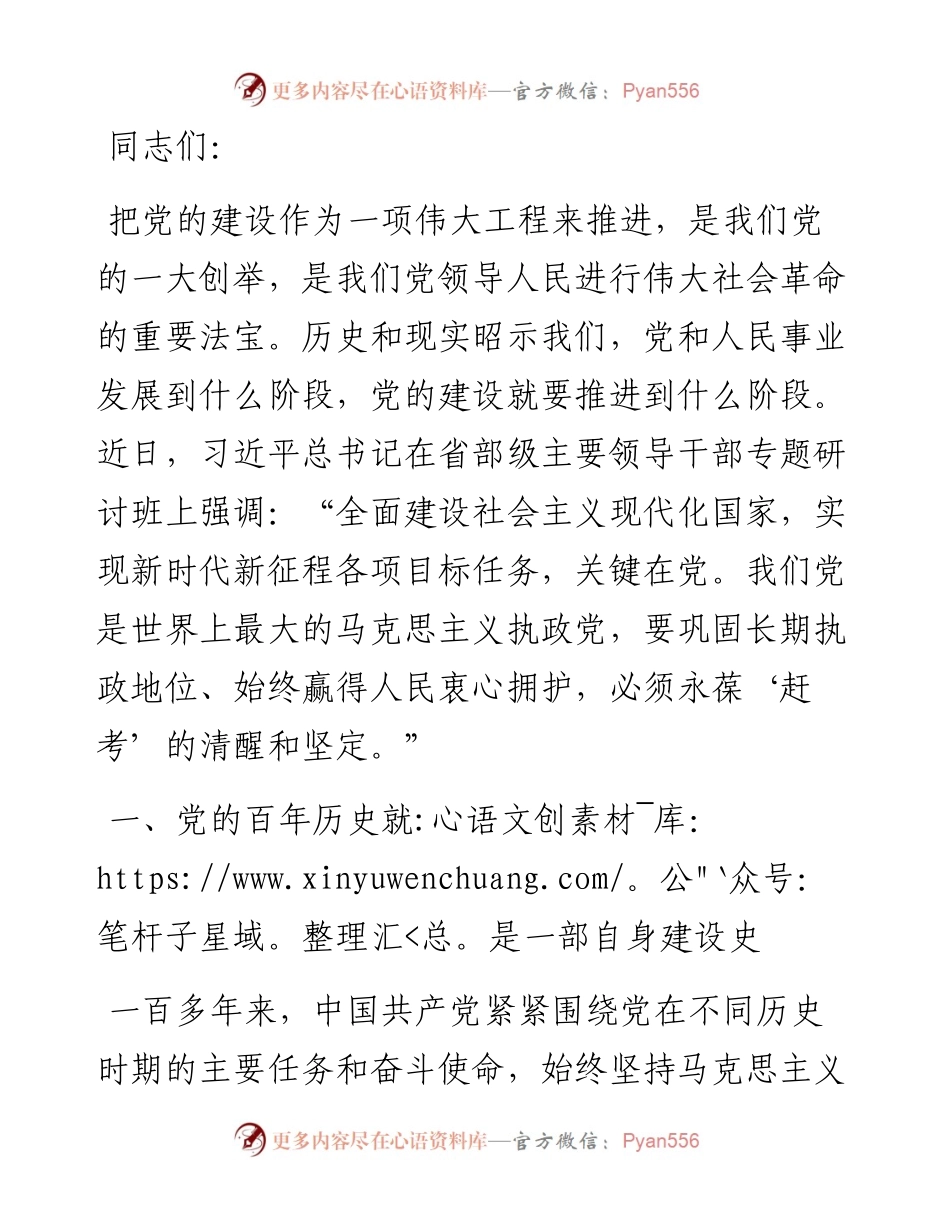 党课讲稿：学习百年党史，持续推进新时代党的建设新的伟大工程.docx_第1页