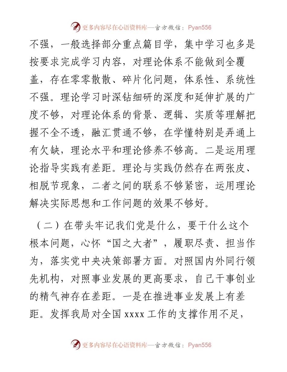 党史学习教育专题民主生活会对照检查材料(市直局长）.docx_第2页