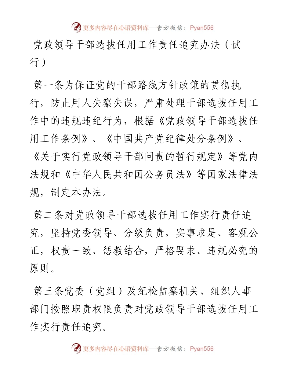 党政领导干部选拔任用工作责任追究办法.docx_第1页