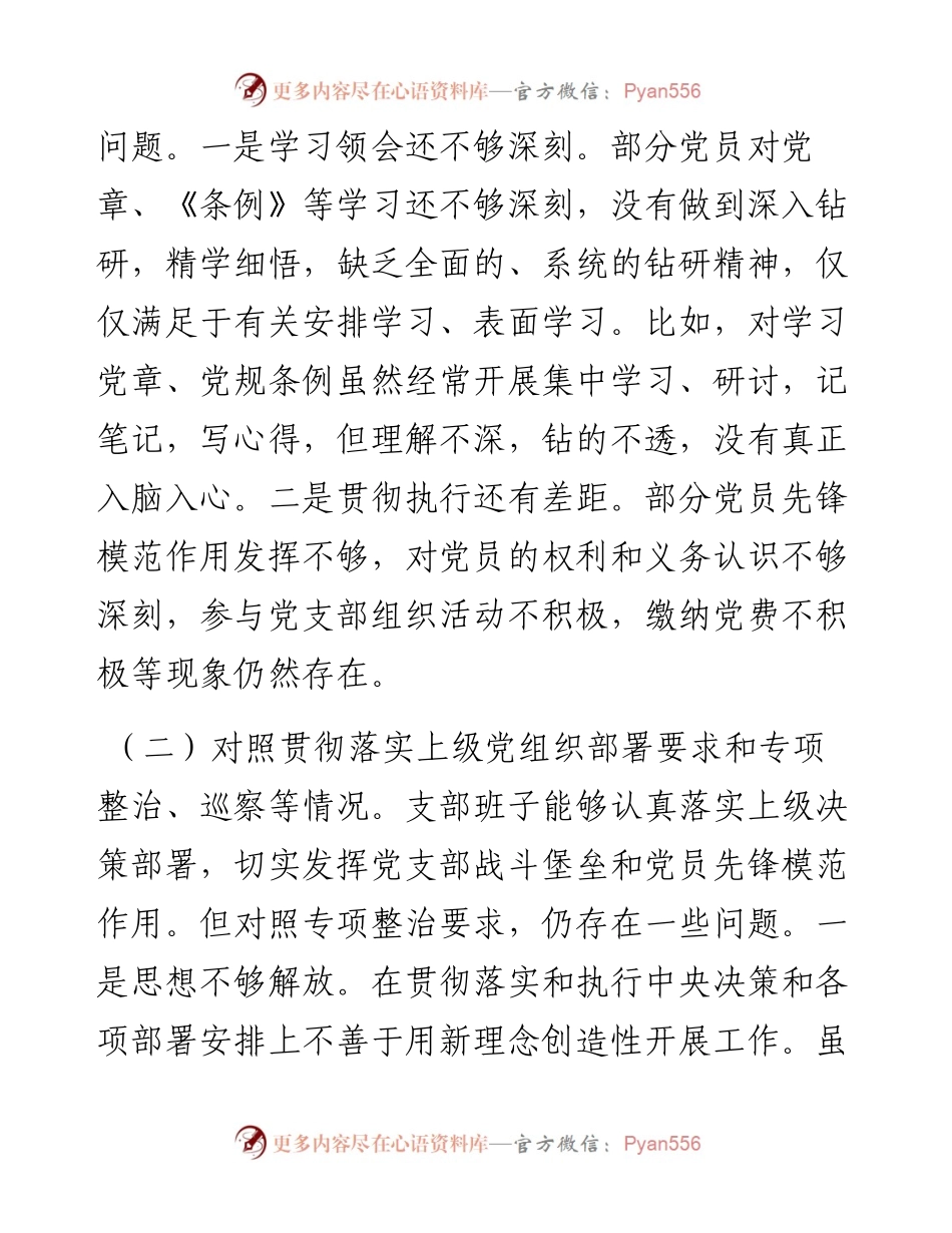 党支部班子组织生活会对照剖析材料.docx_第2页