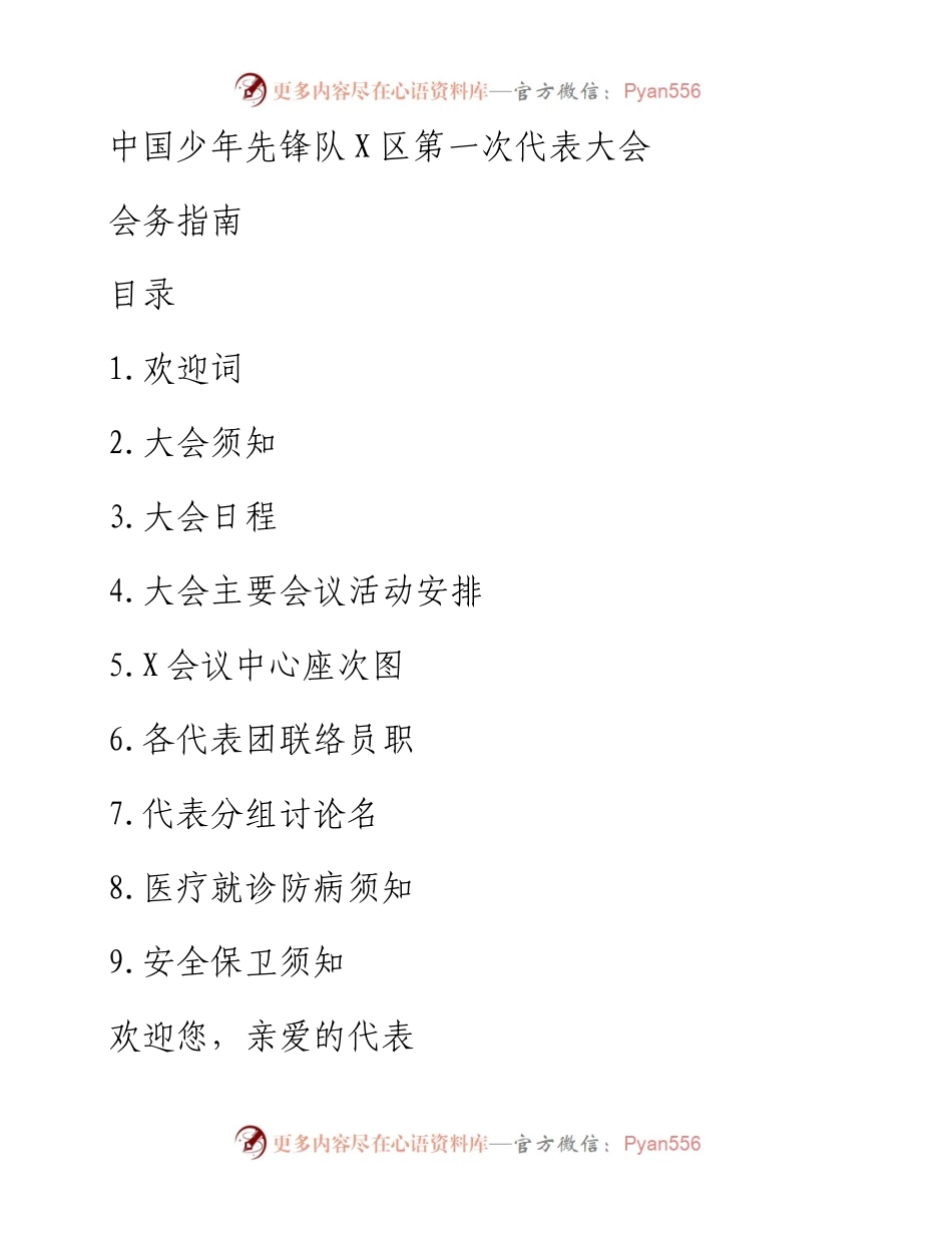 中国少年先锋队X区第一次代表大会会务指南.docx_第1页
