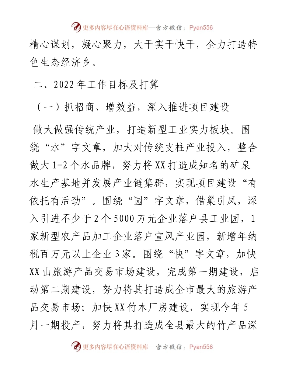 乡党委书记在全县工作务虚会上的发言.docx_第2页