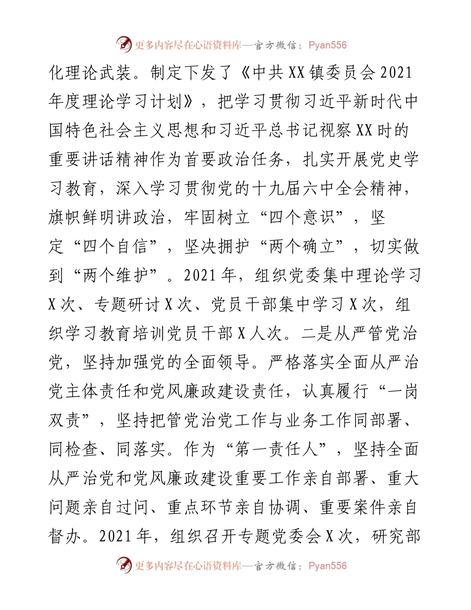 乡镇党委书记度个人述责述廉报告.docx_第2页