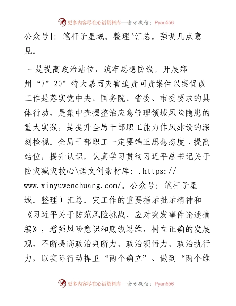 党组书记在郑州“7.20”特大暴雨灾害追责问责案件以案促改工作会议上的讲话发言材料.docx_第2页