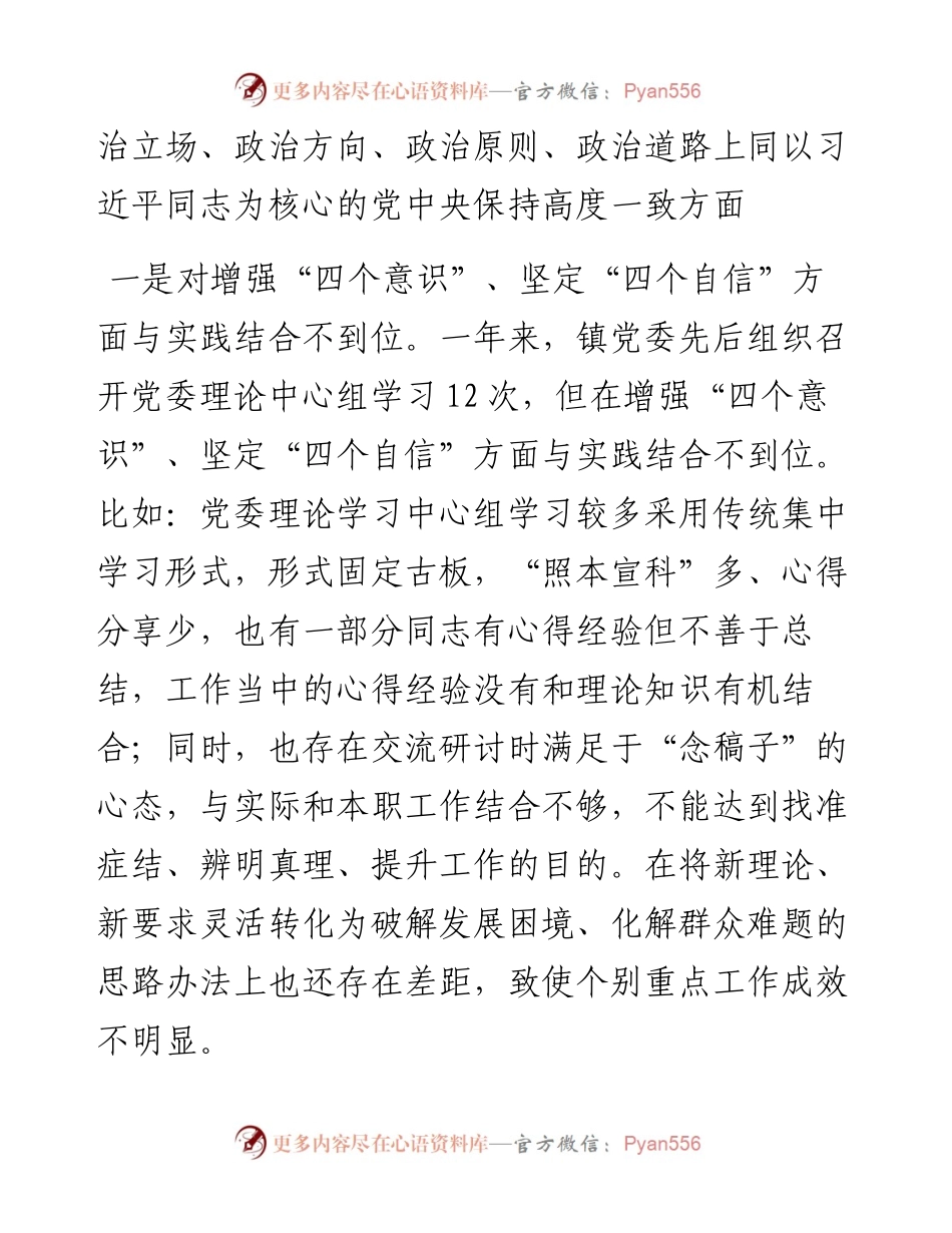 乡镇街道度民主生活会领导班子对照检查材料.docx_第2页