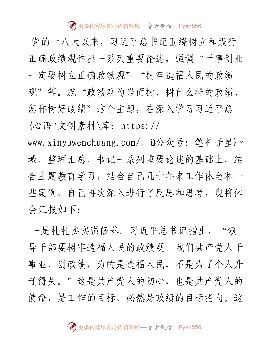 中心组成员关于政绩观主题研讨交流发言.docx_第1页