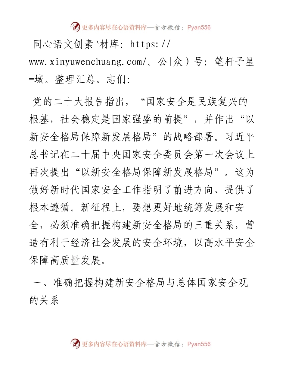 党课：深入学习贯彻党的二十大精神 加快构建新安全格局.docx_第1页