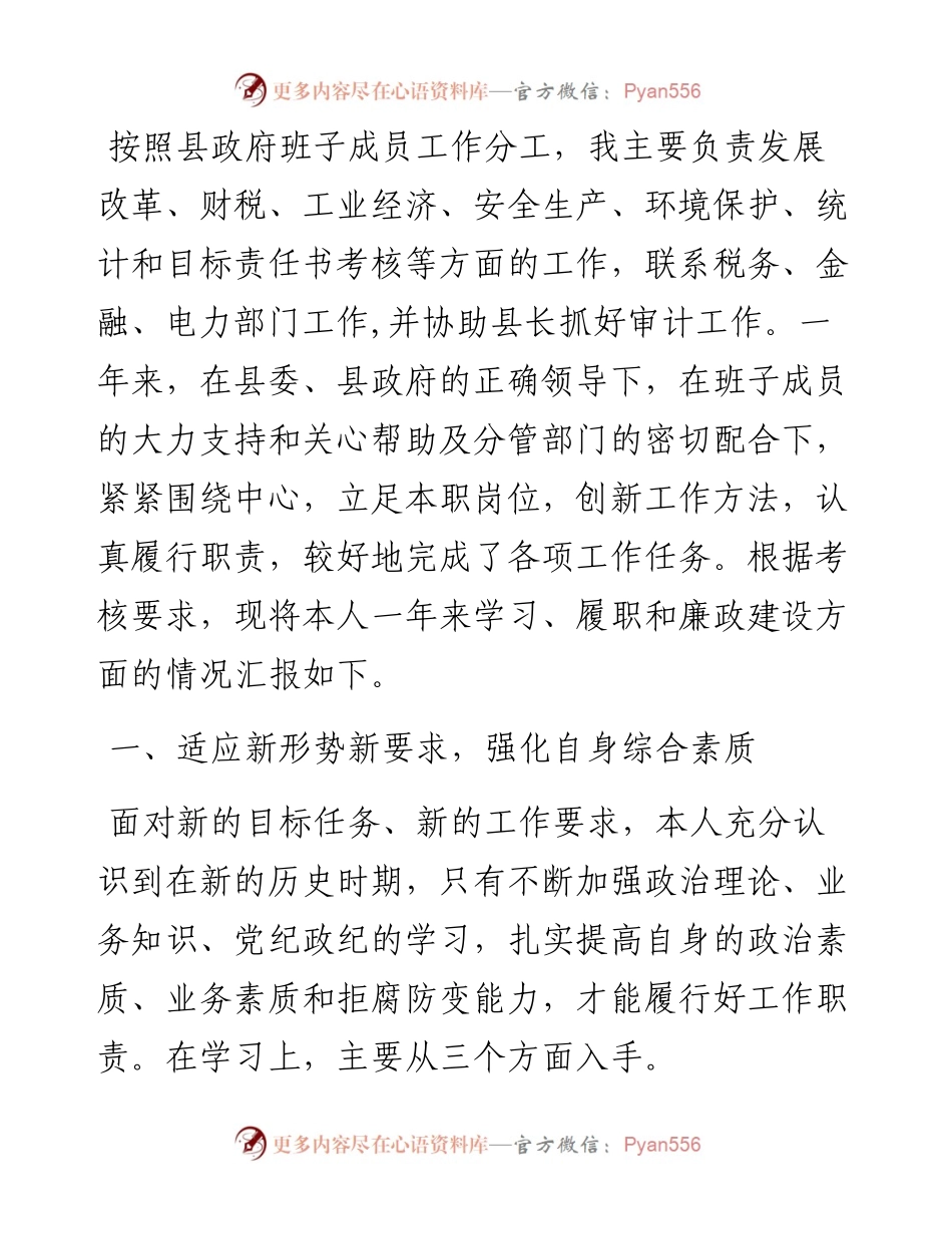 副县长2023年度述职述廉报告.docx_第1页