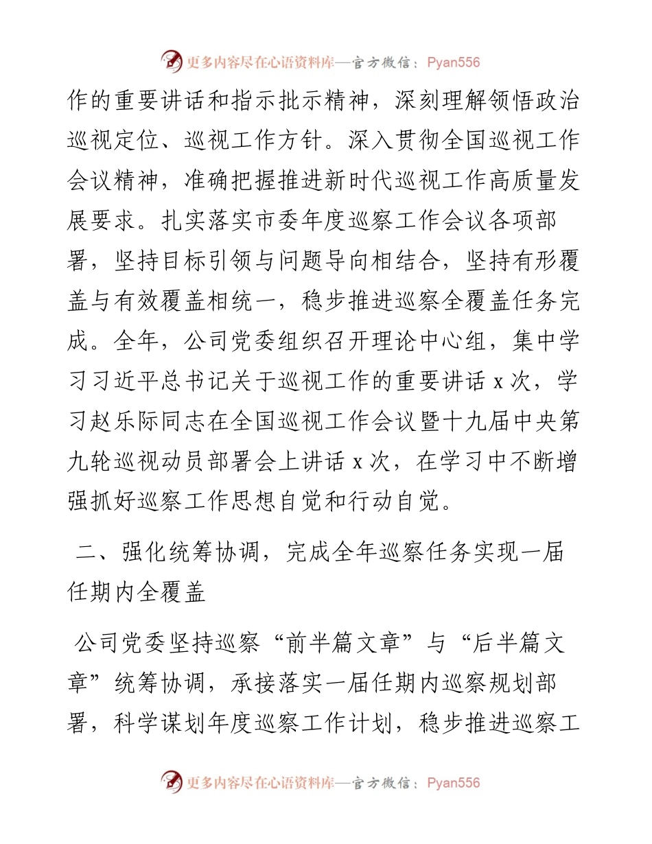 公司党委巡察工作总结报告.docx_第2页