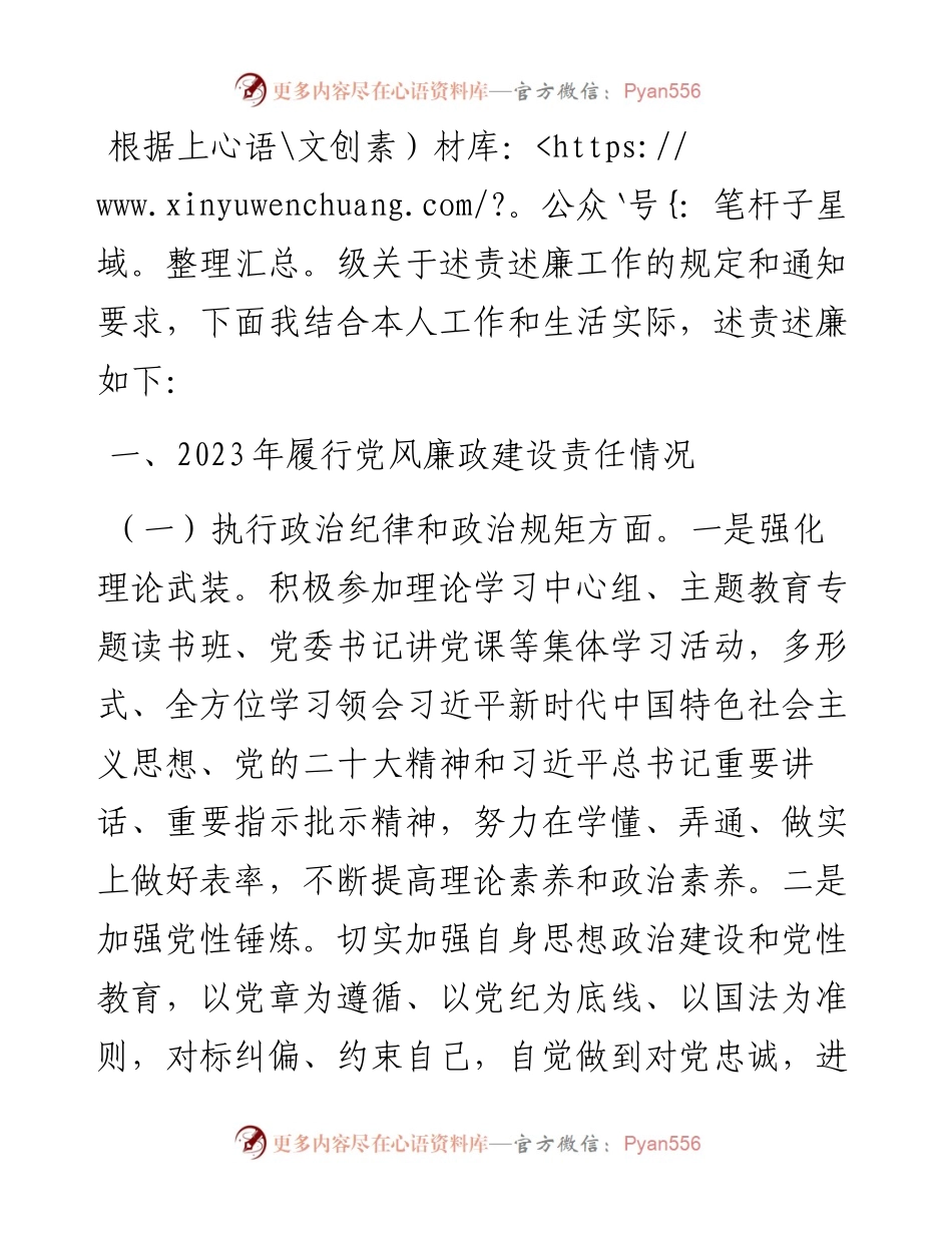 单位副职领导2023年度述责述廉报告.docx_第1页