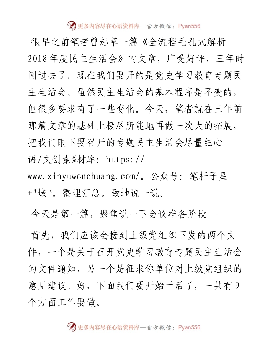 全流程毛孔式解析专题民主生活会（上）.docx_第1页