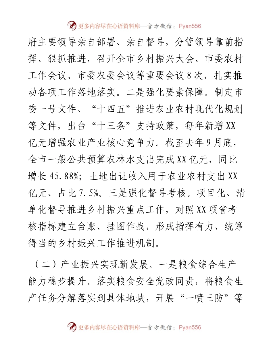 关于全市推进乡村振兴战略实施情况的报告.docx_第2页