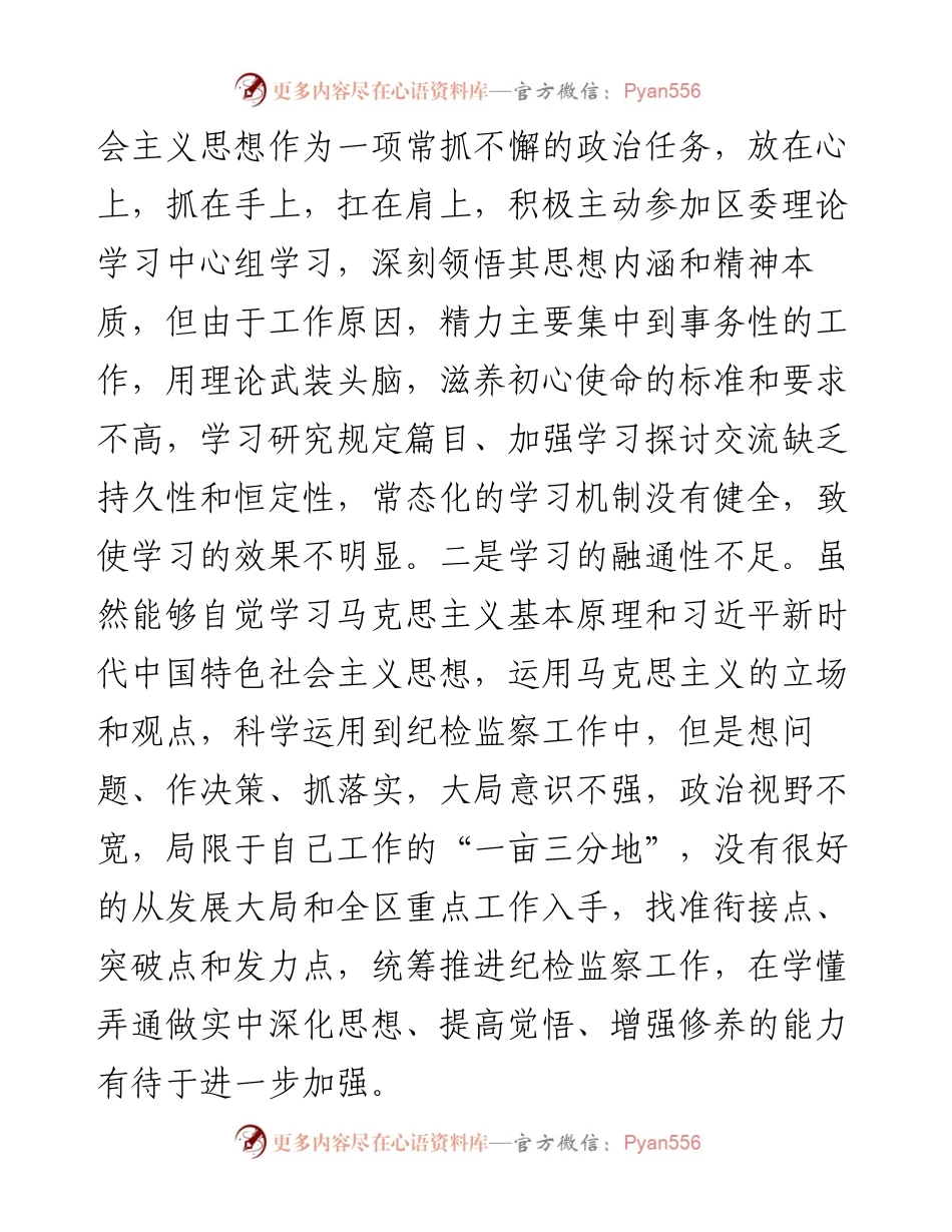 区纪委书记2023年度主题教育专题民主生活会个人对照检查材料.docx_第2页
