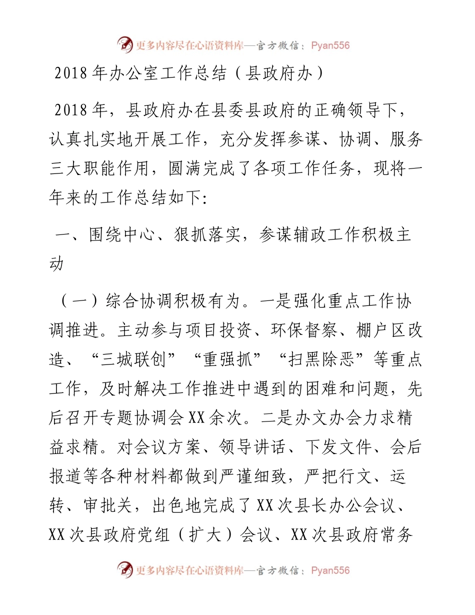 办公室工作总结（县政府办3）.docx_第1页