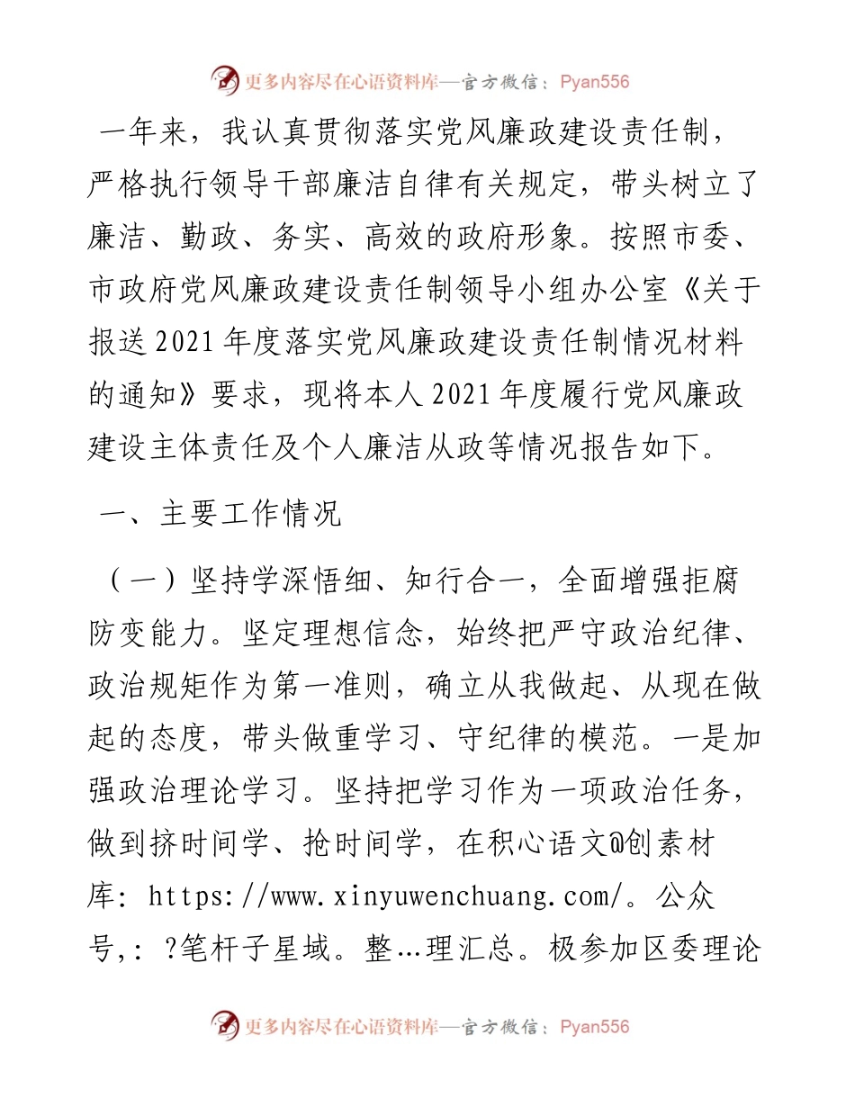 区人民政府区长度个人述责述廉报告.docx_第1页