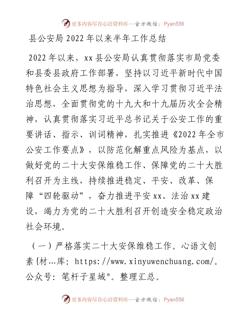 县公安局以来半年工作总结.docx_第1页