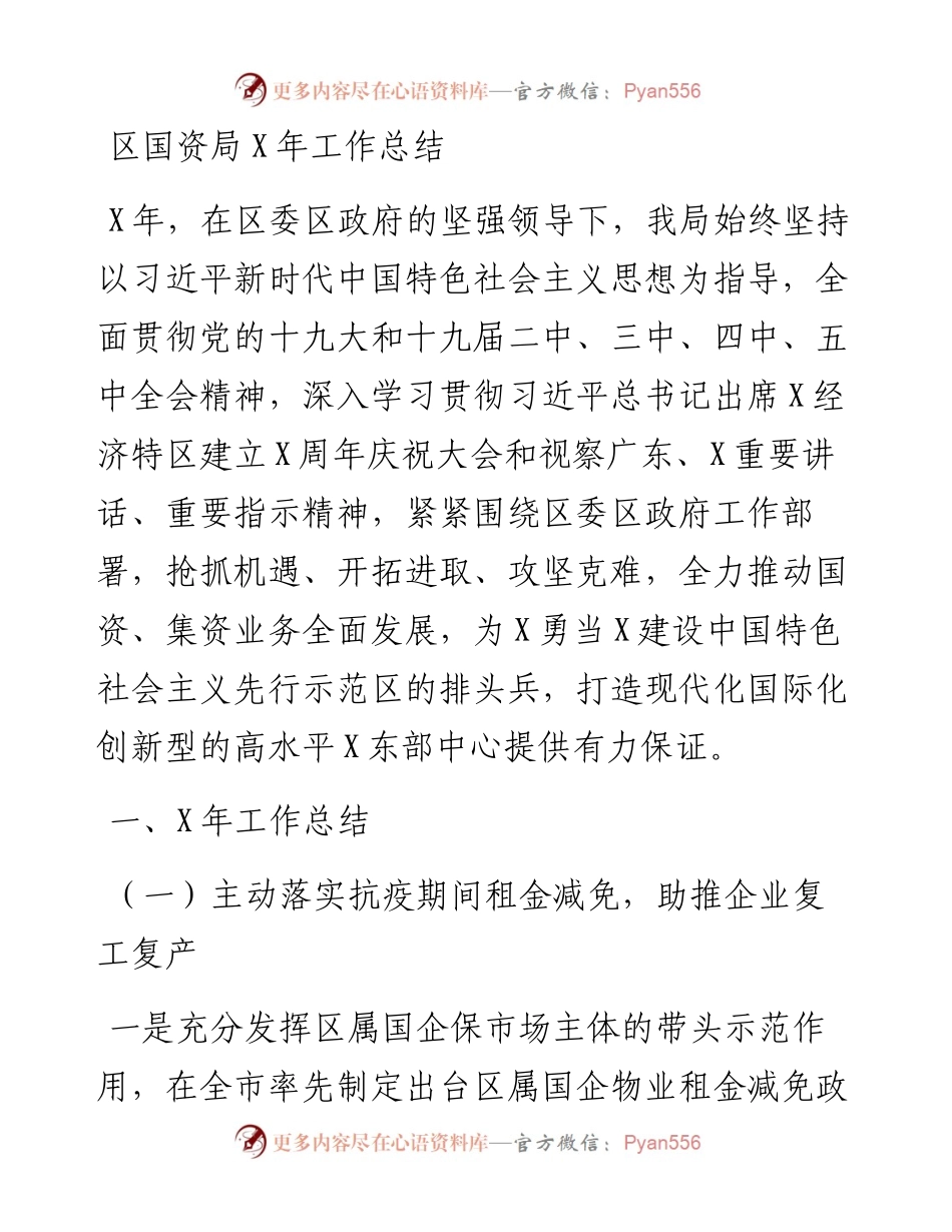 区国资局X年工作总结1.docx_第1页