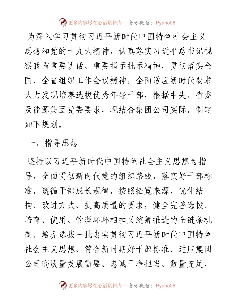 关于适应新时代要求大力发现培养选拔优秀年轻干部的中期规划方案.docx_第1页
