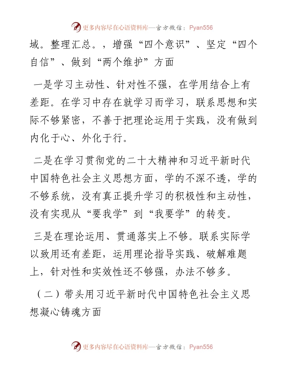 公司领导2023年六个带头专题民主生活会对照检查材料.docx_第2页