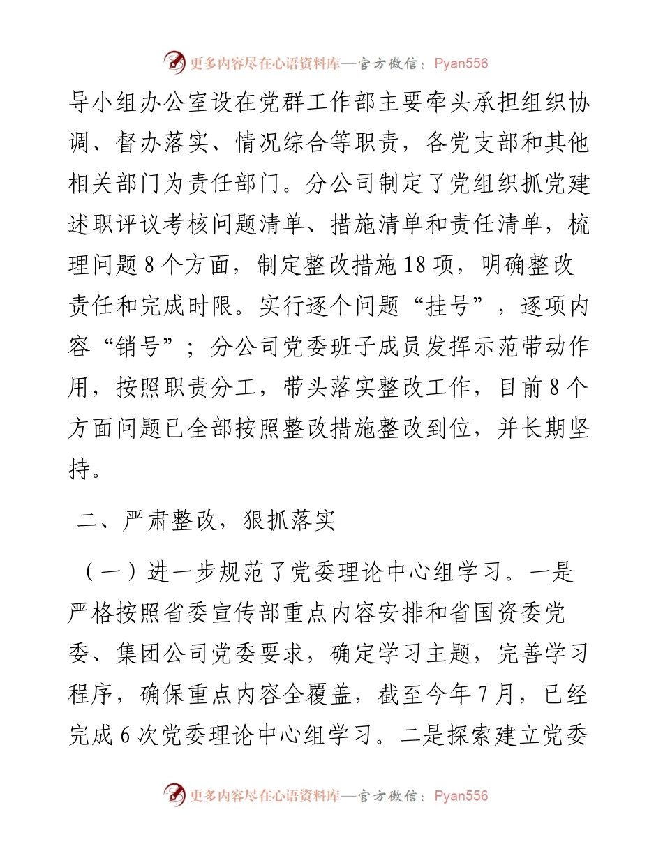 关于党组织书记抓党建述职评议考核反馈问题整改情况的报告.docx_第2页