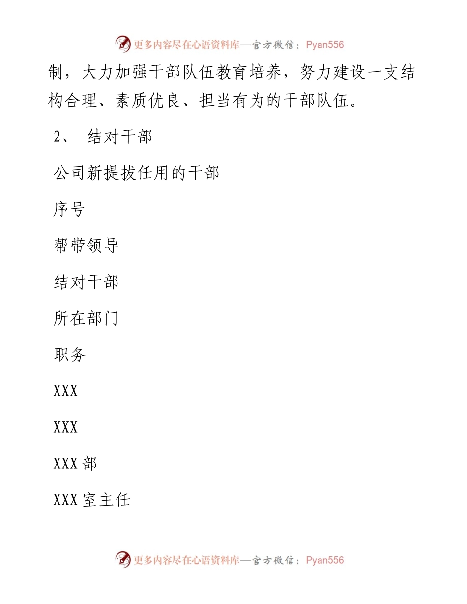 关于领导班子与新提拔任用干部结对帮带工作方案(1).docx_第2页