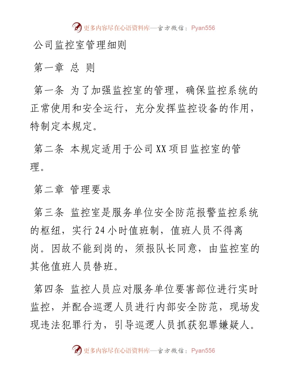 公司监控室管理细则.docx_第1页