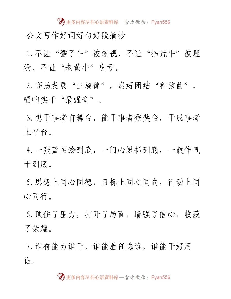 公文写作好词好句好段摘抄.docx_第1页