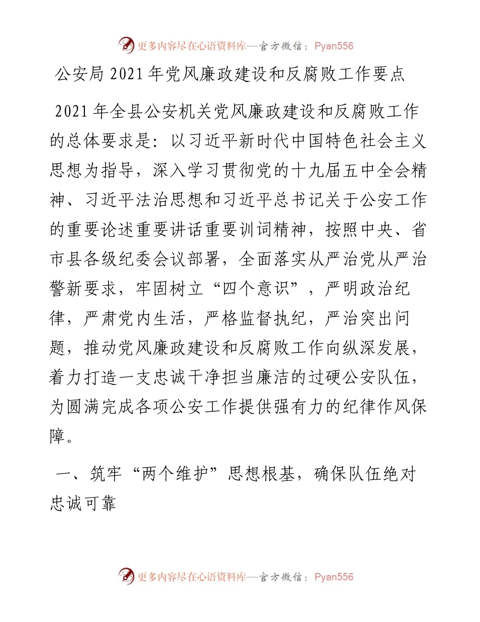 公安局党风廉政建设和反腐败工作要点.docx_第1页