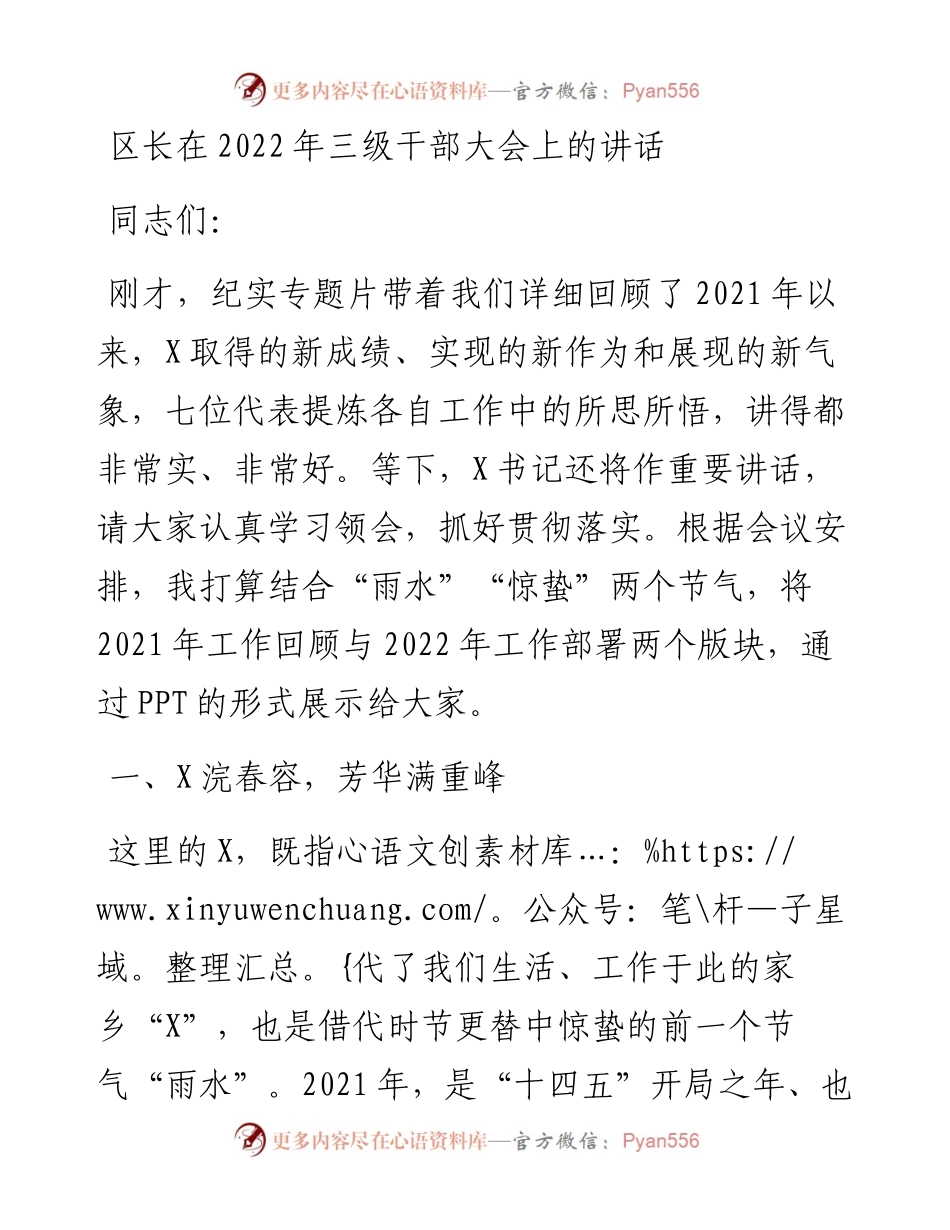 区长在三级干部大会上的讲话.docx_第1页