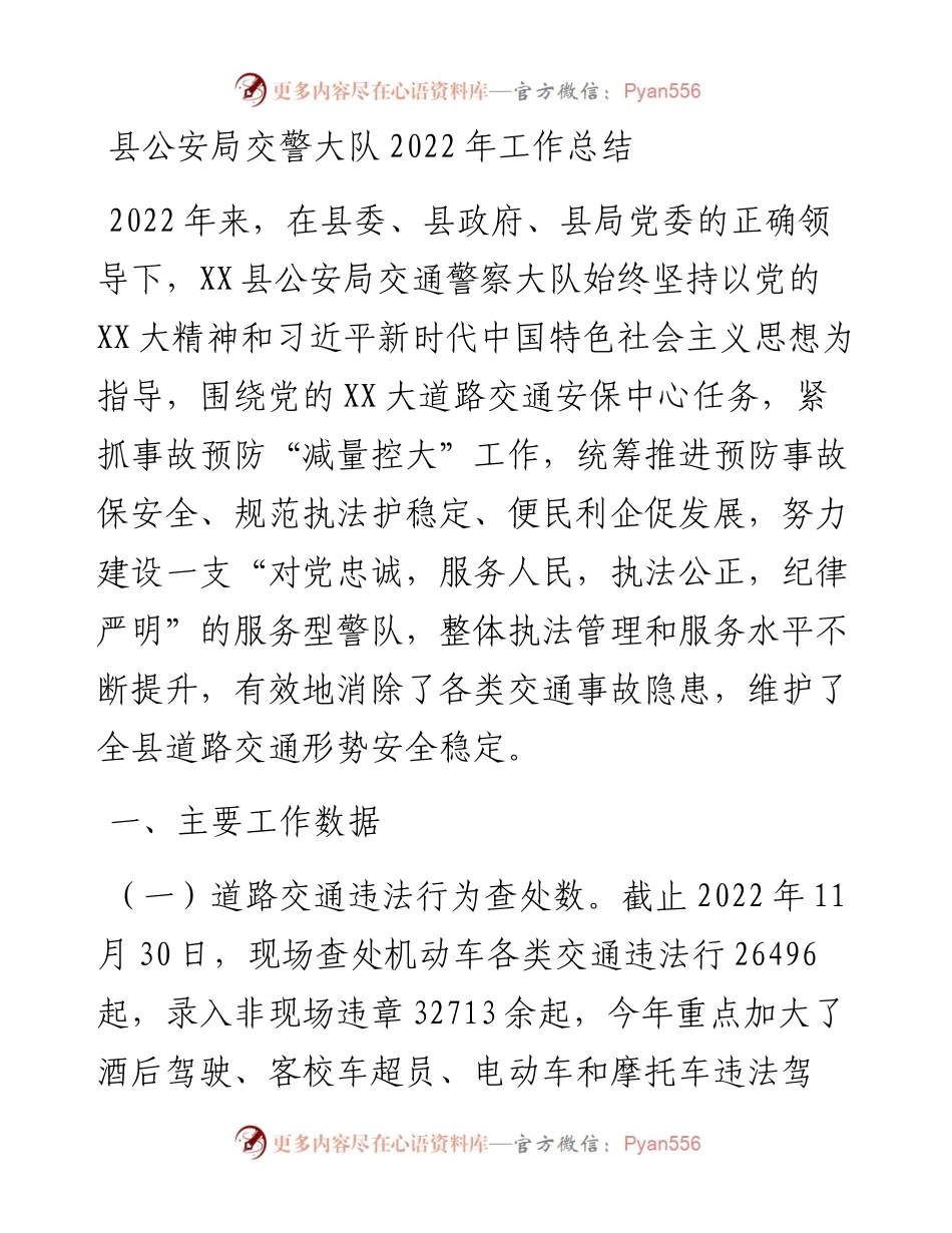 县公安局交警大队工作总结.docx_第1页