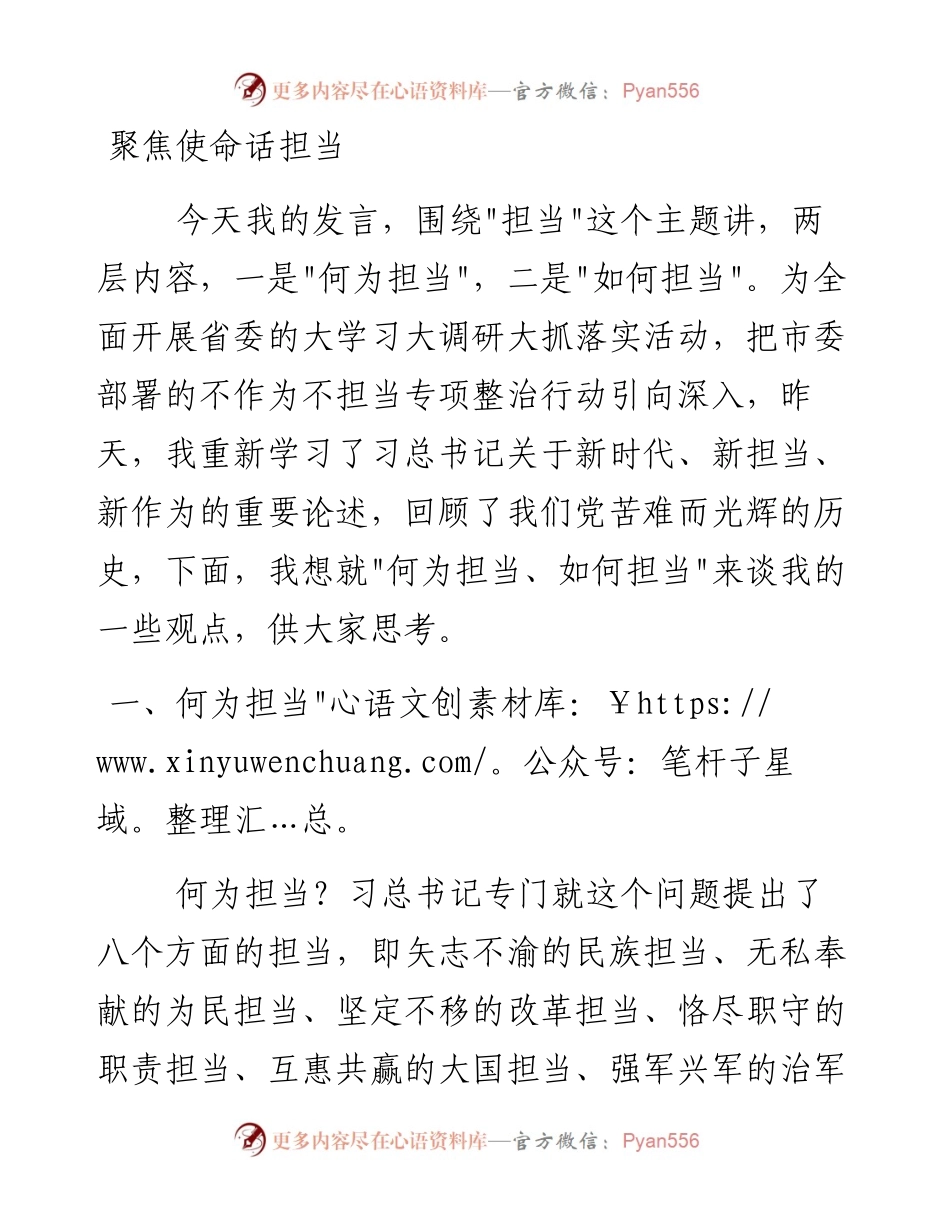 党课：聚焦使命话担当.docx_第1页
